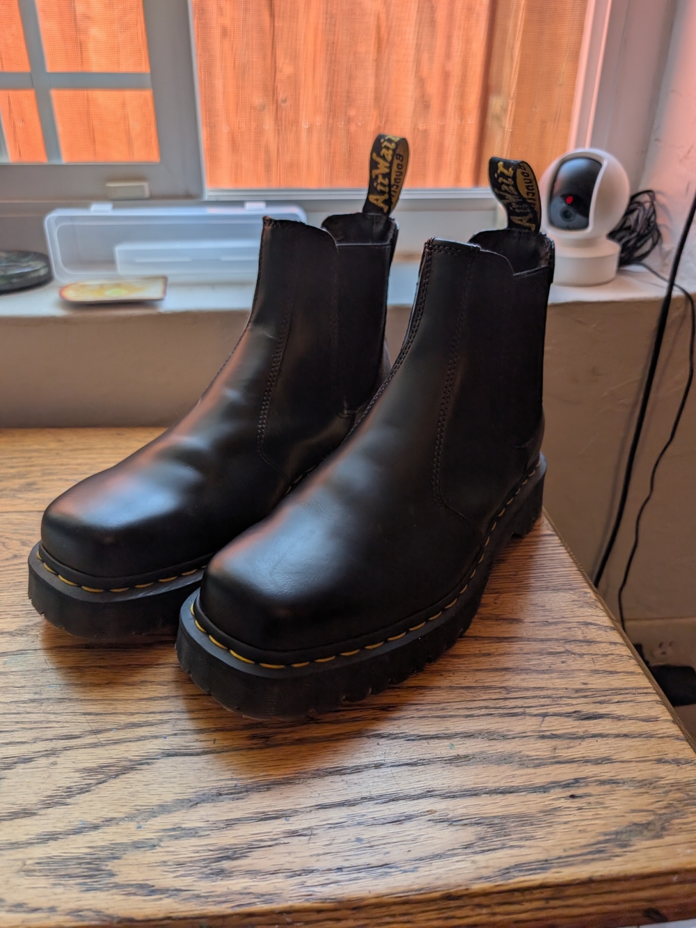 Dr. Martens Square Toe Black Leather Chelsea Boots